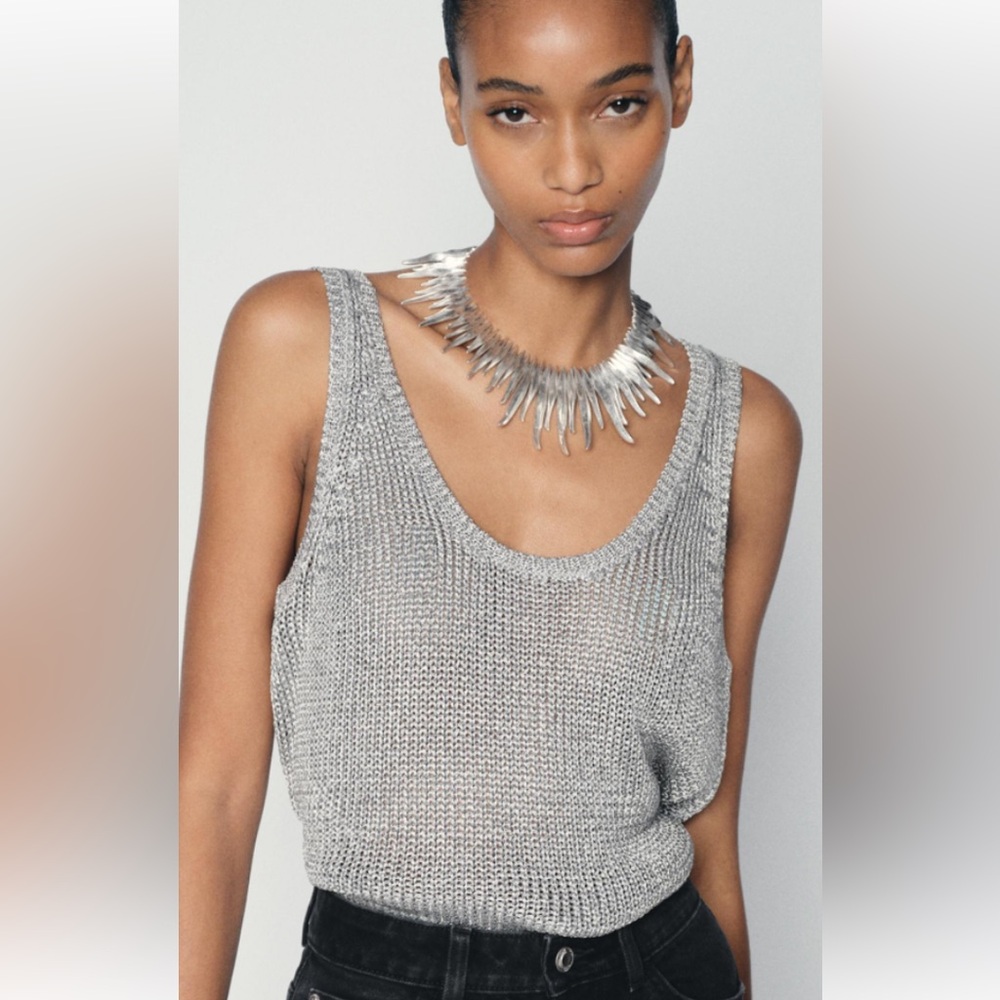ISO ZARA SIMPLE METALLIC KNIT TANK TOP